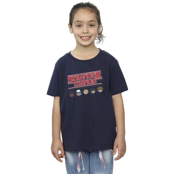Netflix Stranger Things - T-shirt i bomull med karikatyrlogotyp för flickor