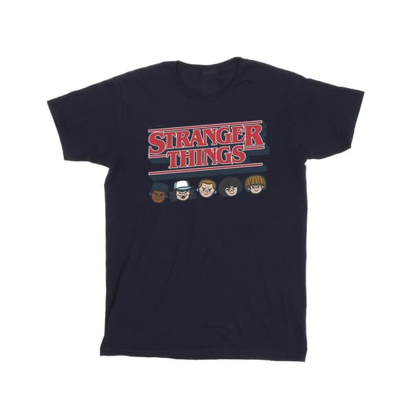 Netflix Stranger Things - T-shirt i bomull med karikatyrlogotyp för flickor