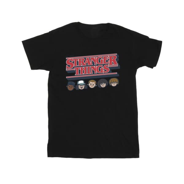Netflix Stranger Things - T-shirt i bomull med karikatyrlogotyp för flickor