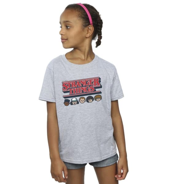Netflix Stranger Things - T-shirt i bomull med karikatyrlogotyp för flickor