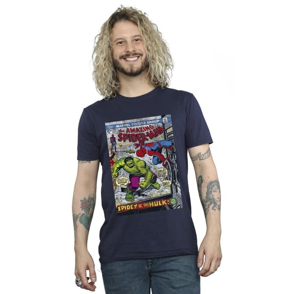 Marvel Mens Spider-Man VS Hulk Cover T-Shirt
