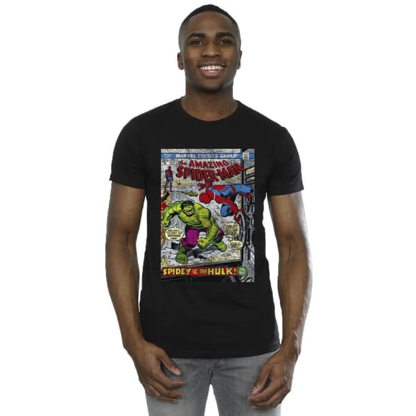 Marvel Mens Spider-Man VS Hulk Cover T-Shirt