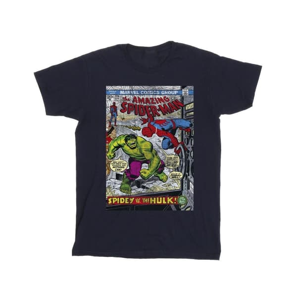 Marvel Mens Spider-Man VS Hulk Cover T-Shirt