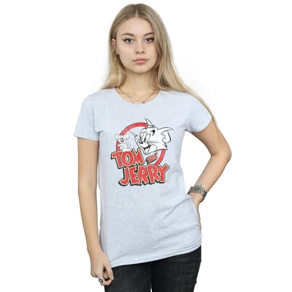 Tom And Jerry Womens/Ladies Distressed Logo Cotton T-Shirt