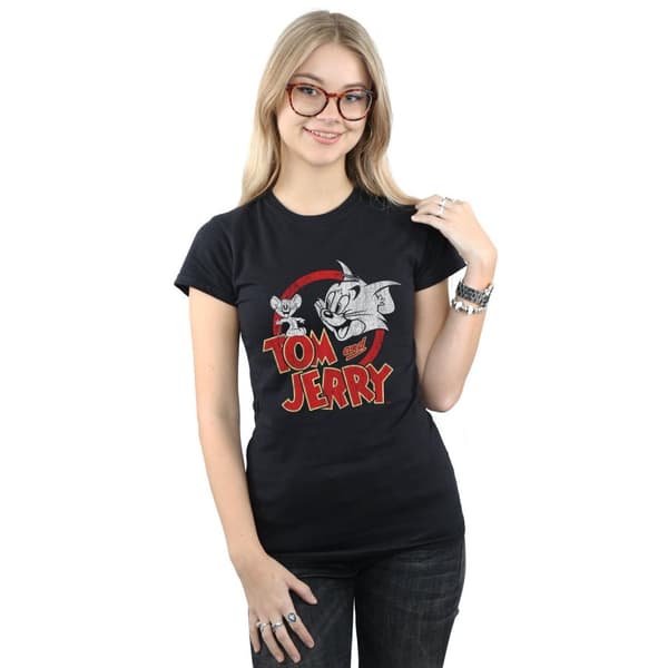 Tom And Jerry Womens/Ladies Distressed Logo Cotton T-Shirt