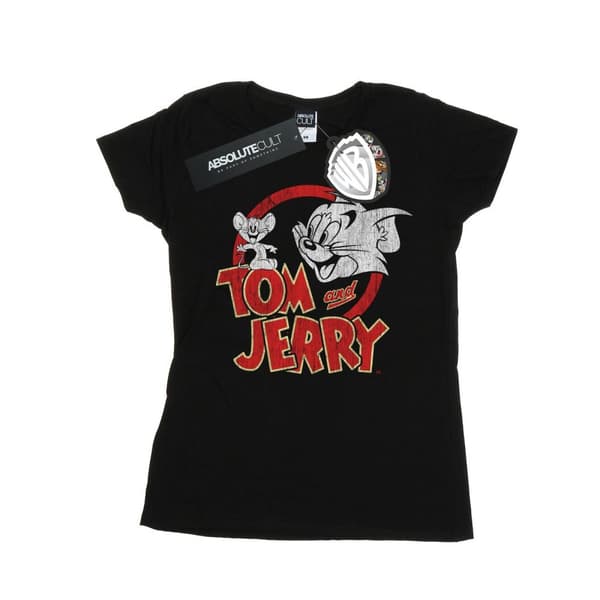 Tom And Jerry Womens/Ladies Distressed Logo Cotton T-Shirt