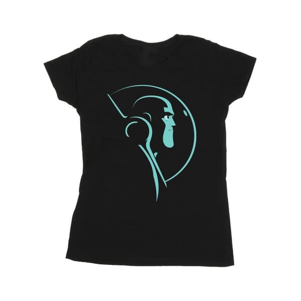 Disney T-shirt i bomull för kvinnor/damer - Lightyear Space Helmet Stare Black L