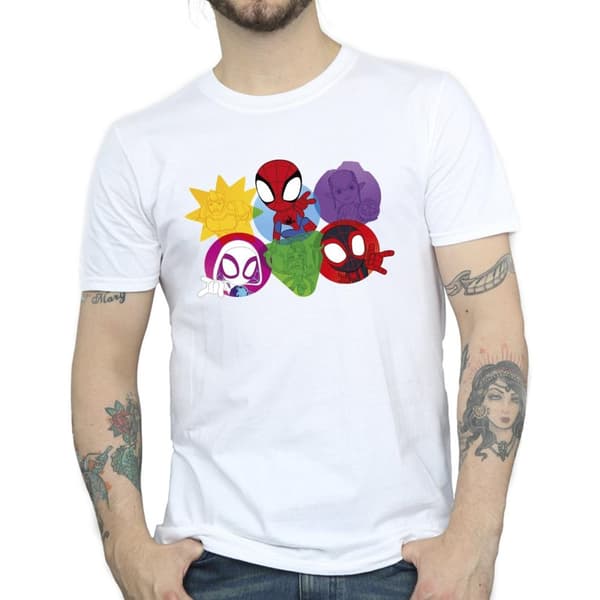 Marvel Mens Spidey And His Amazing Friends Faces T-shirt