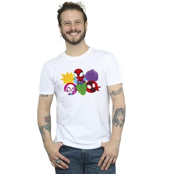 Marvel Mens Spidey And His Amazing Friends Faces T-shirt