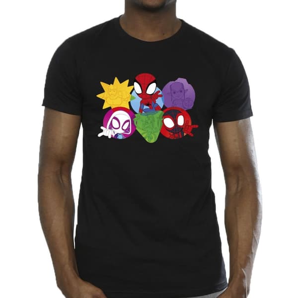 Marvel Mens Spidey And His Amazing Friends Faces T-shirt
