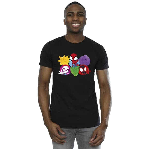 Marvel Mens Spidey And His Amazing Friends Faces T-shirt