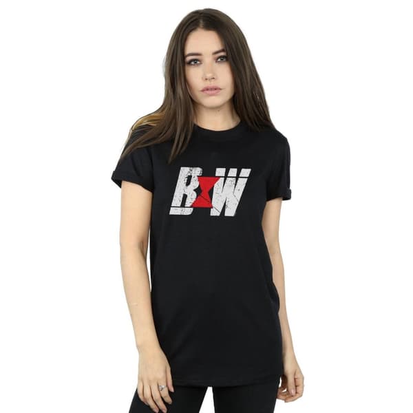 Marvel Womens/Ladies Black Widow Movie Initial Logo Cotton Boyfriend T-Shirt