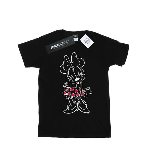 Disney Womens/Ladies Minnie Mouse Outline Polka Dot Cotton Boyfriend T-Shirt Black XL