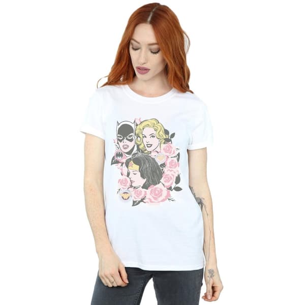 DC Comics Womens/Ladies Super Powers Floral Frame Cotton Boyfriend T-Shirt