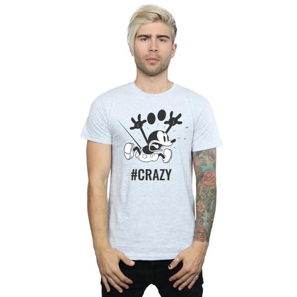 Disney Mens Mickey Mouse #Crazy T-Shirt