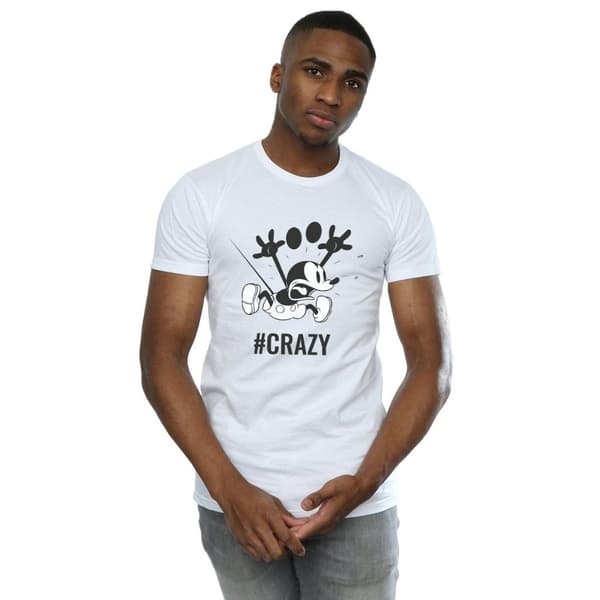 Disney Mens Mickey Mouse #Crazy T-Shirt