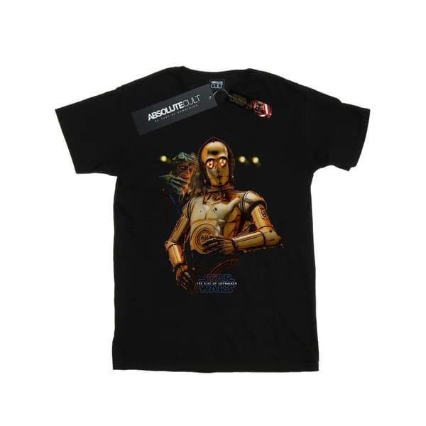 Star Wars T-shirt i bomull från The Rise Of Skywalker C-3PO And Babu Frik för flickor Black 7-8 Years