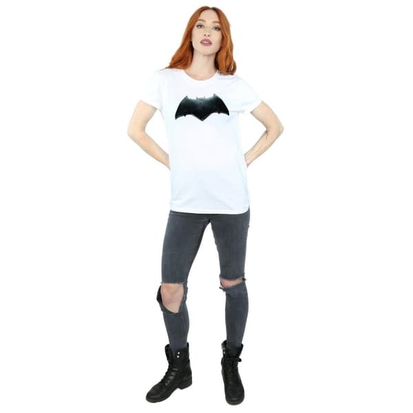 DC Comics Womens/Ladies Justice League Movie Batman Emblem Cotton Boyfriend T-Shirt