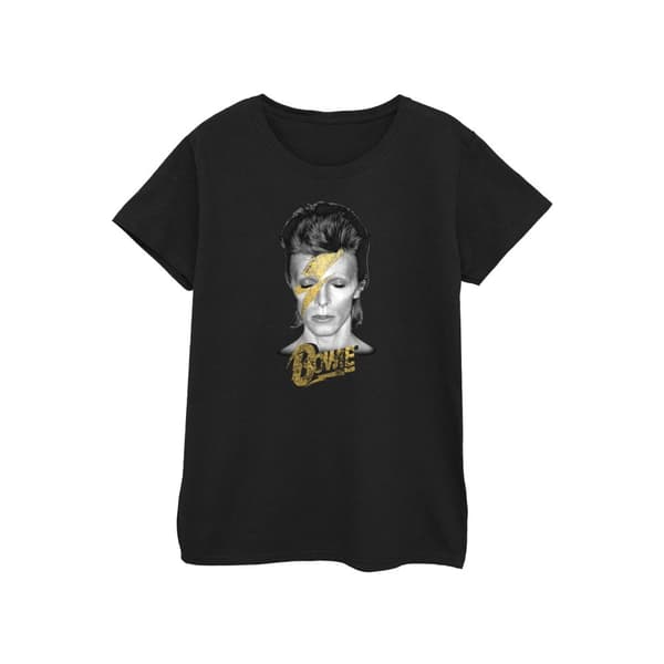 David Bowie Dam/dam Aladdin Sane Gold Bolt - T-shirt i bomull Black L