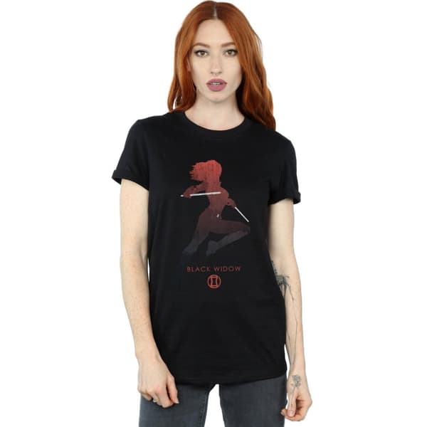 Marvel Womens/Ladies Black Widow Silhouette Cotton Boyfriend T-Shirt