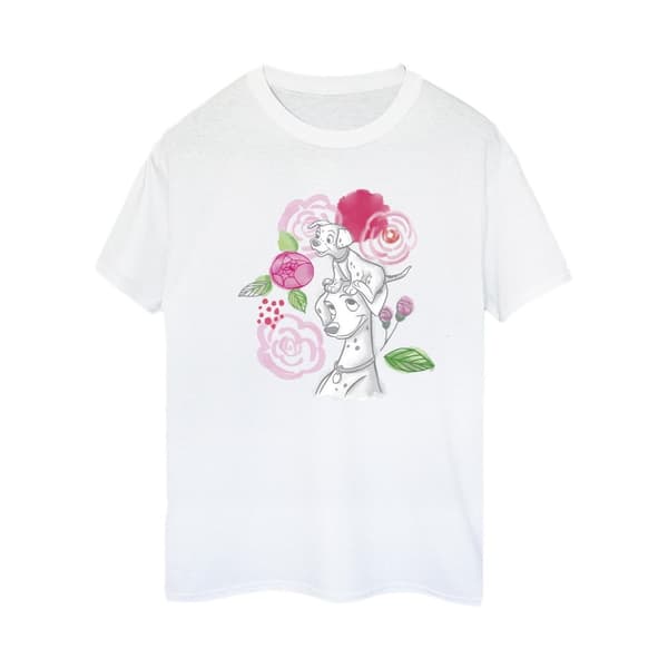 Disney Womens/Ladies 101 Dalmatians Flowers Cotton Boyfriend T-Shirt
