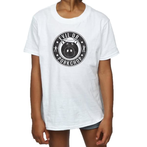 Disney T-shirt i bomull med logotyp för flickor Toy Story Evil Dr Pork Chop