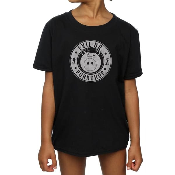Disney T-shirt i bomull med logotyp för flickor Toy Story Evil Dr Pork Chop