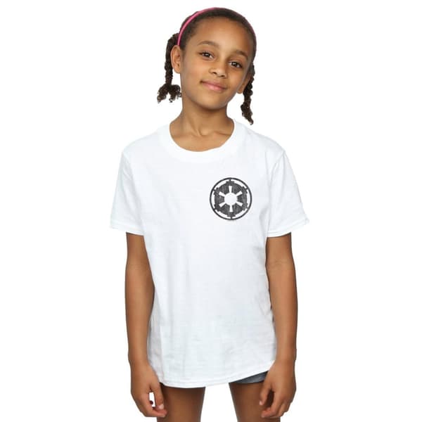 Star Wars Girls The Mandalorian Galactic Empire Insignia Breast Print Cotton T-Shirt