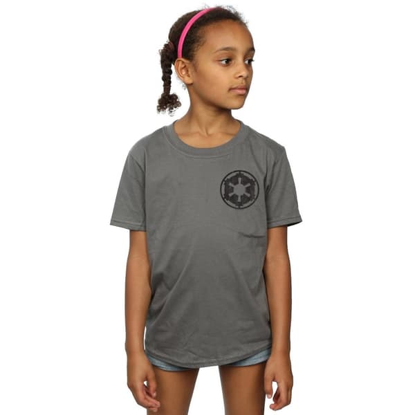 Star Wars Girls The Mandalorian Galactic Empire Insignia Breast Print Cotton T-Shirt
