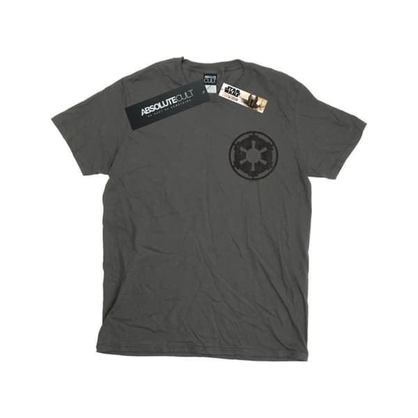 Star Wars Girls The Mandalorian Galactic Empire Insignia Breast Print Cotton T-Shirt Charcoal 12-13 Years