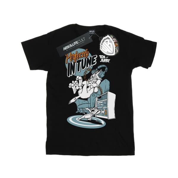 Tom And Jerry Perfectly In Tune T-shirt i bomull för flickor Black 7-8 Years