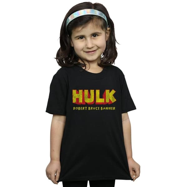 Marvel T-shirt i bomull med Hulken AKA Robert Bruce Banner för flickor