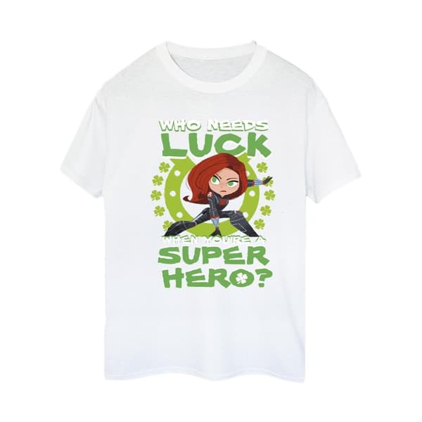 Marvel Womens/Ladies St Patrick´s Day Black Widow Luck Cotton Boyfriend T-Shirt