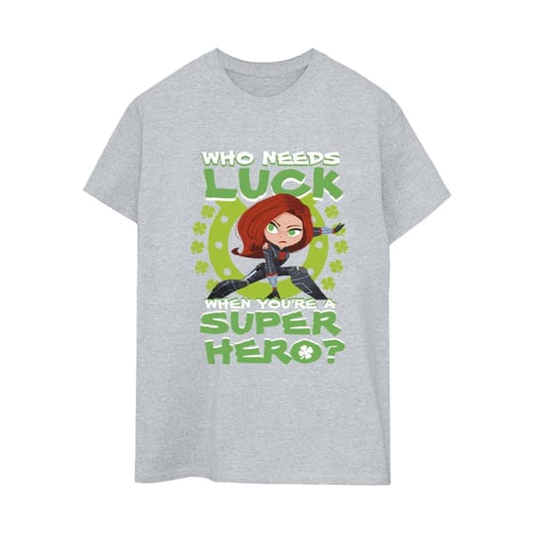Marvel Womens/Ladies St Patrick´s Day Black Widow Luck Cotton Boyfriend T-Shirt