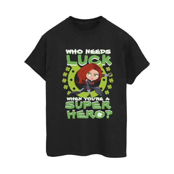 Marvel Womens/Ladies St Patrick´s Day Black Widow Luck Cotton Boyfriend T-Shirt