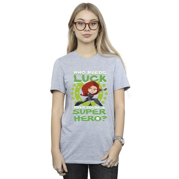 Marvel Womens/Ladies St Patrick´s Day Black Widow Luck Cotton Boyfriend T-Shirt