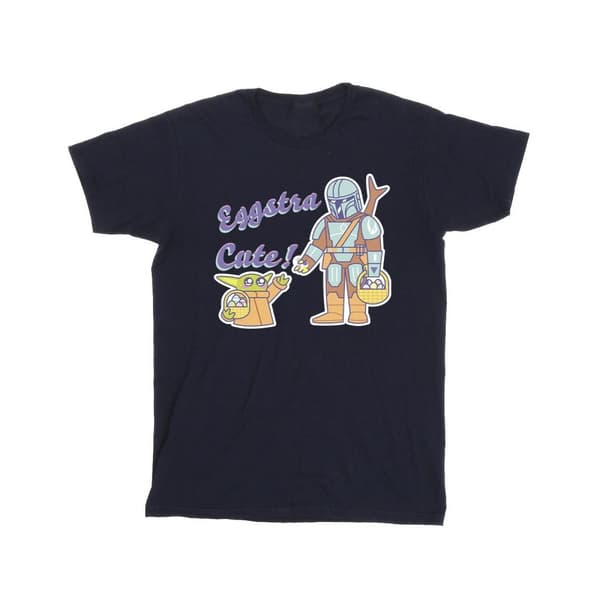 Star Wars Pojkar Mandalorian Eggstra Cute Grogu T-shirt Navy Blue 5-6 Years