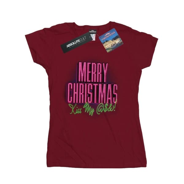 National Lampoon´s Christmas Vacation Womens/Ladies Kiss My Ass Cotton T-Shirt Burgundy S