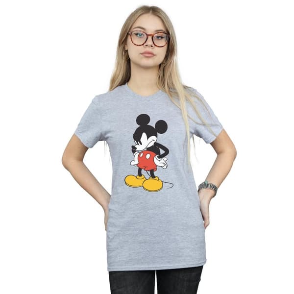 Disney Dam/Micky Mouse Angry Look Down Boyfriend T-shirt i bomull
