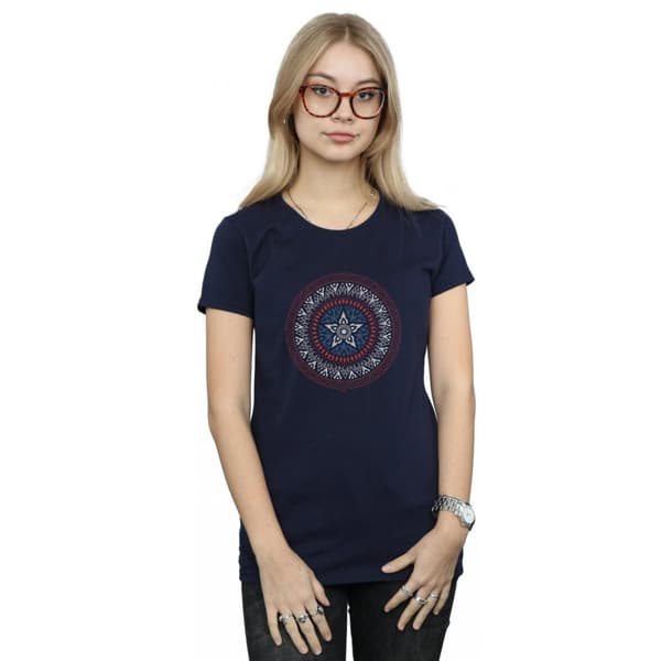 Marvel Dam/Tjej - Captain America med prydd sköld i bomull