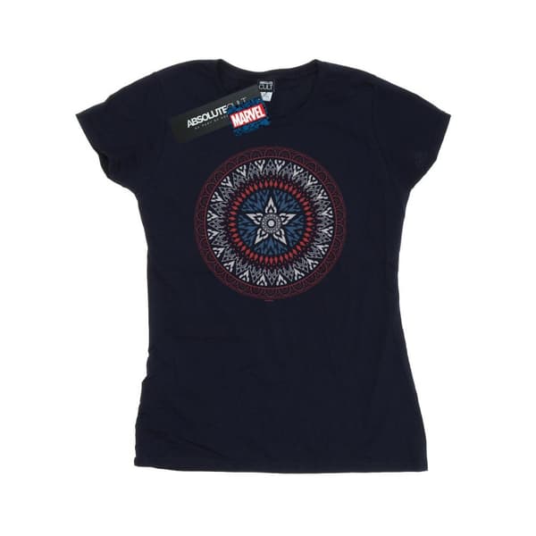 Marvel Dam/Tjej - Captain America med prydd sköld i bomull Navy Blue M