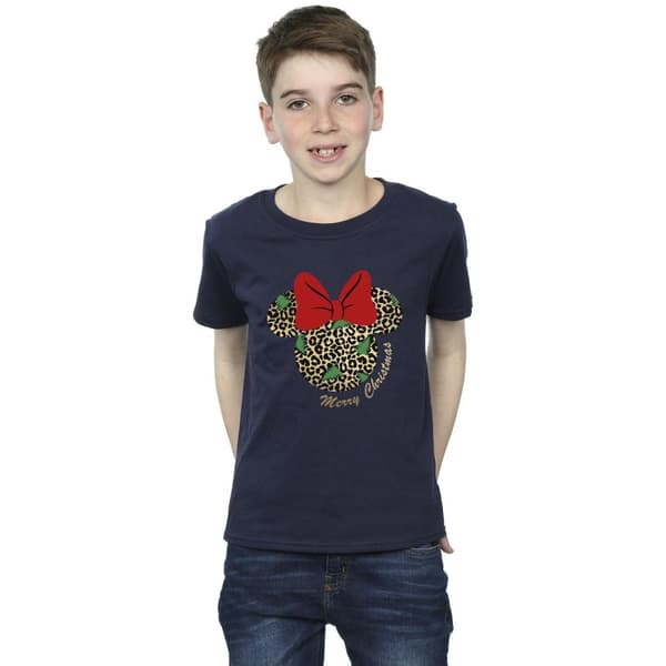 Disney Boys Minnie Mouse Leopard Christmas T-Shirt