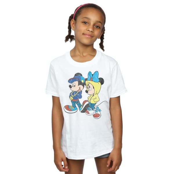 Disney Girls Mickey And Minnie Mouse Pose Cotton T-Shirt