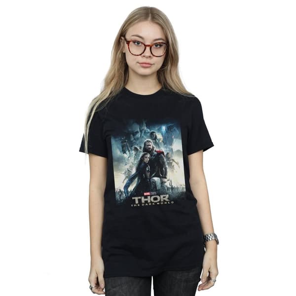 Marvel Studios Dam/Tjej Thor The Dark World Poster Boyfriend T-shirt i bomull