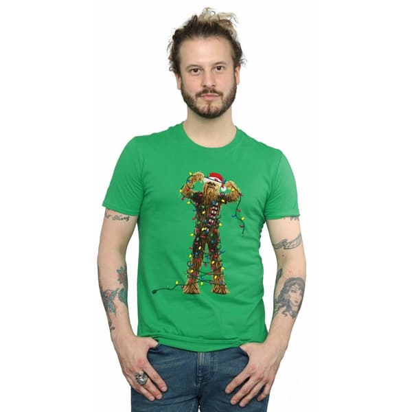 Star Wars Mens Chewbacca Christmas Lights T-Shirt