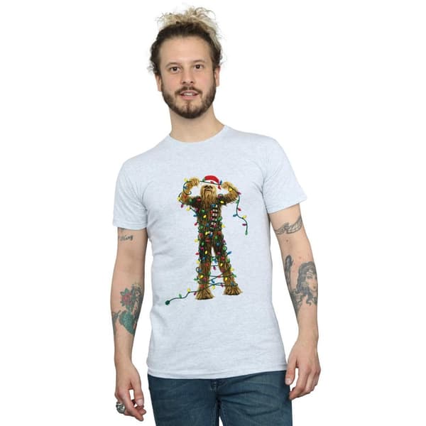 Star Wars Mens Chewbacca Christmas Lights T-Shirt