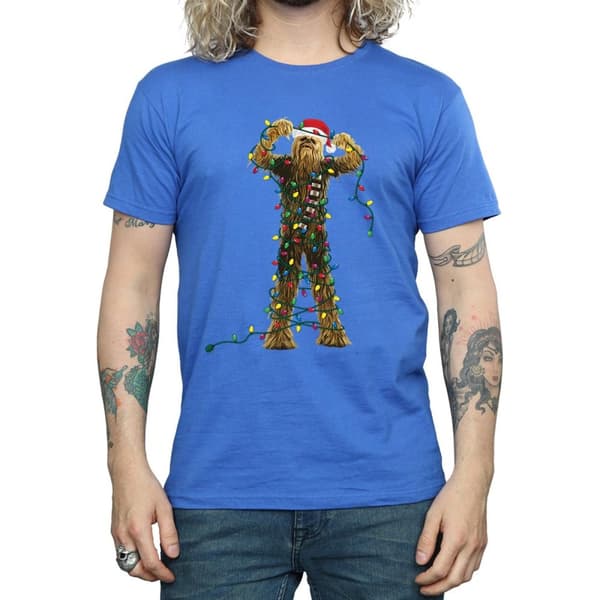 Star Wars Mens Chewbacca Christmas Lights T-Shirt