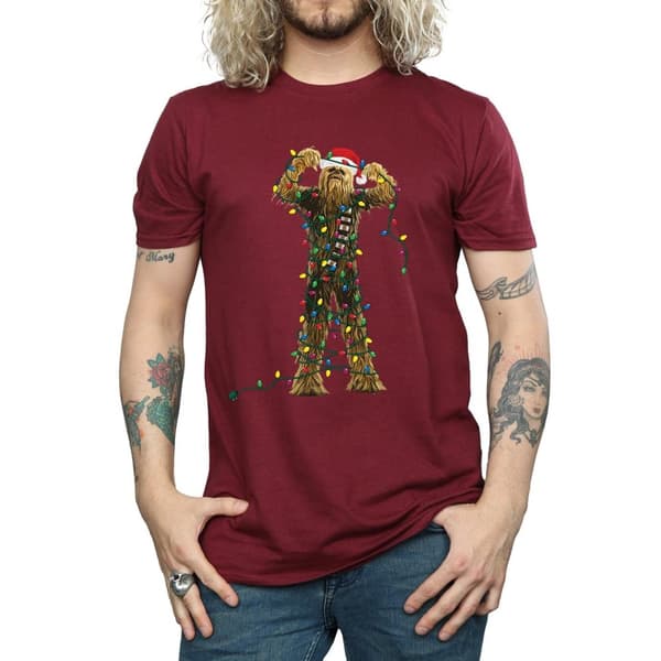 Star Wars Mens Chewbacca Christmas Lights T-Shirt