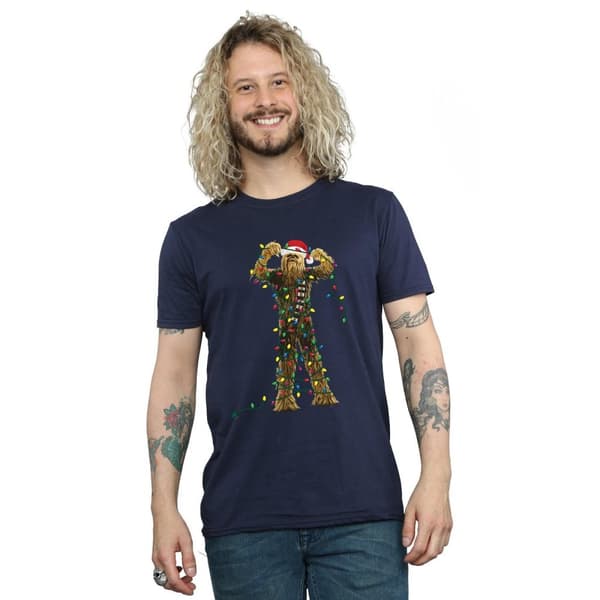 Star Wars Mens Chewbacca Christmas Lights T-Shirt