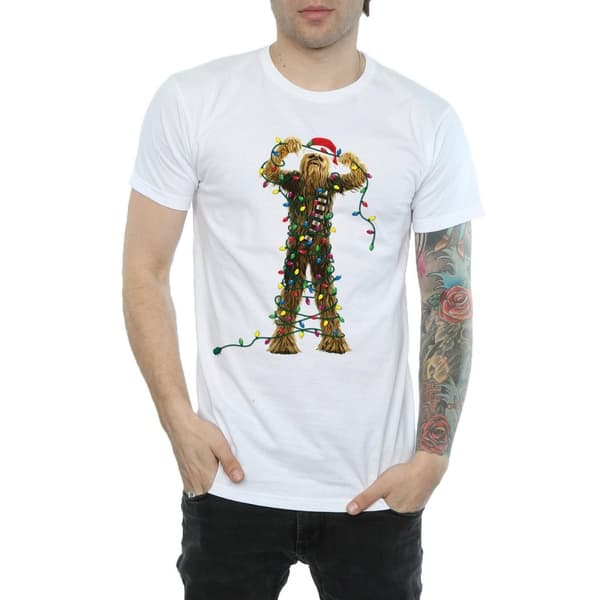 Star Wars Mens Chewbacca Christmas Lights T-Shirt